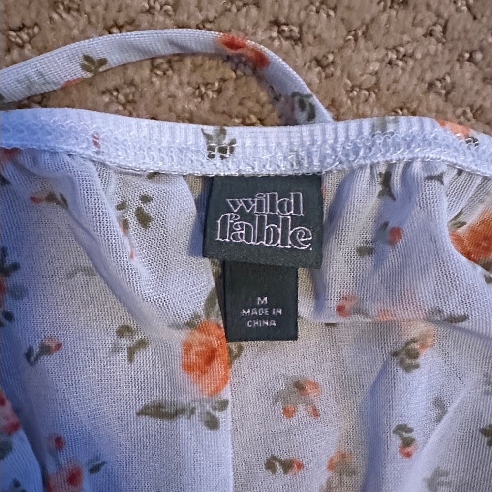 Wild Fable Light Blue Floral Crop Top - Picture 3 of 4